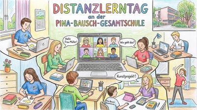 Schülerinnen und Schüler beim Distanzlerntag